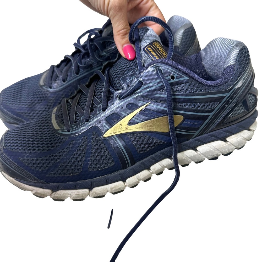 Brooks Beast 16 Men's Road Running Shoes in Peacoat Blue gold size 10 extra wide